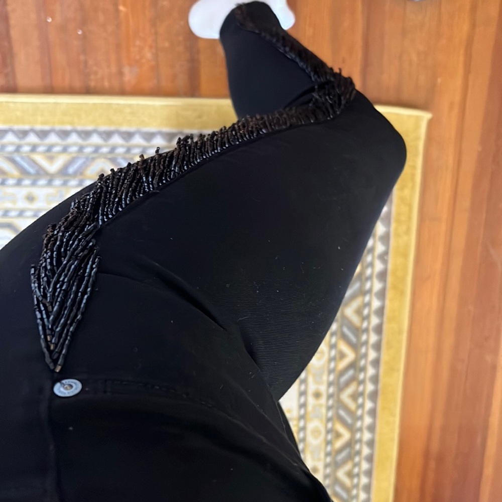7 jeans black skinny jeans with black beaded fringe
